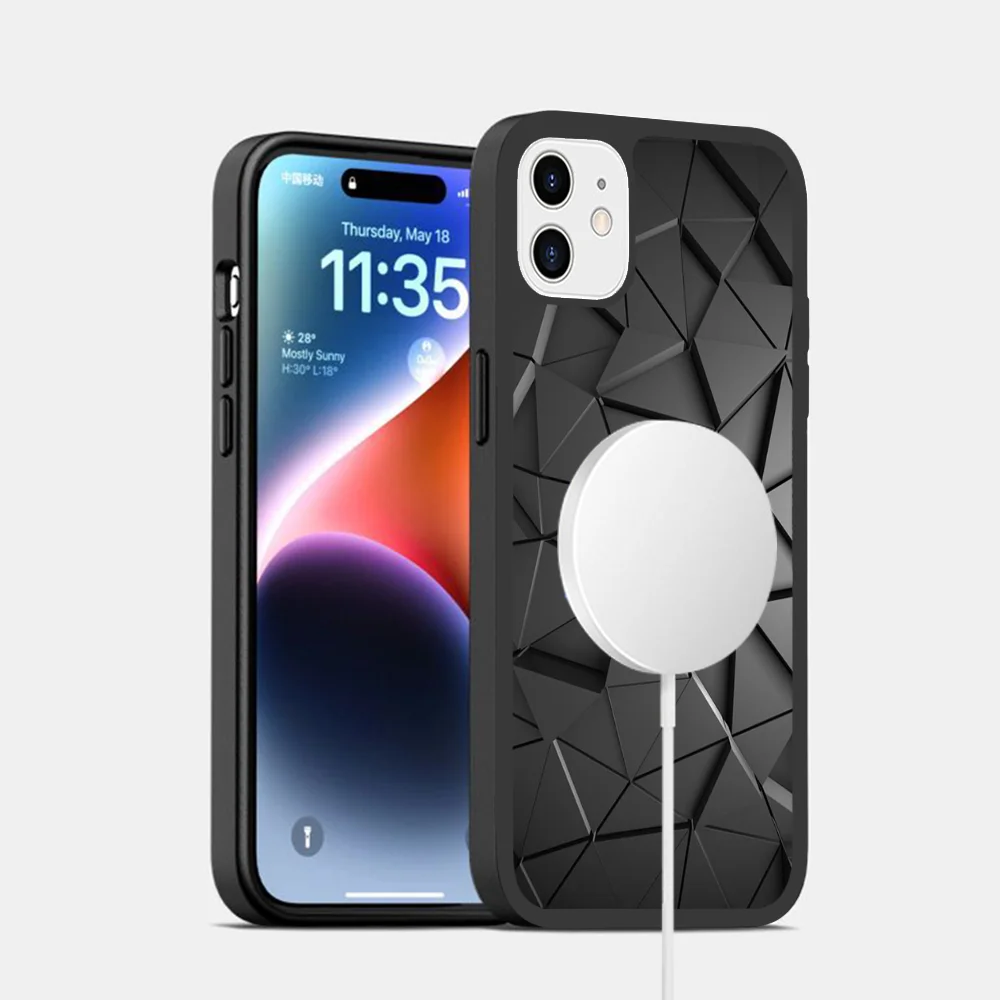 Luxury Geometry Cool Phone Case Magnetic Case For iPhone 14 13 12 11 15 Pro Max Plus Mini For Magsafe Wireless Charge Cover image 5