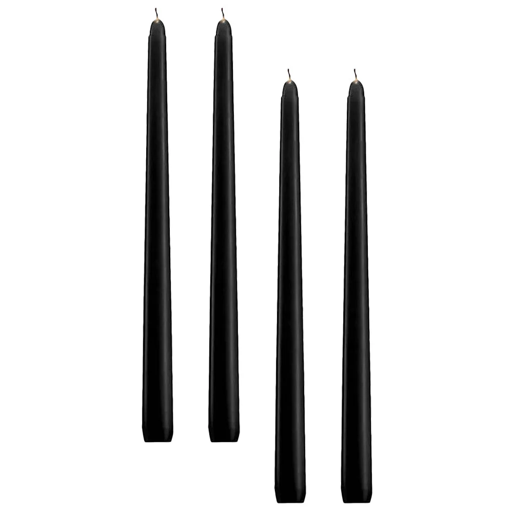 8 Hours Burning Time Paraffin Unscented Tall Black Candles Taper Holder Wax