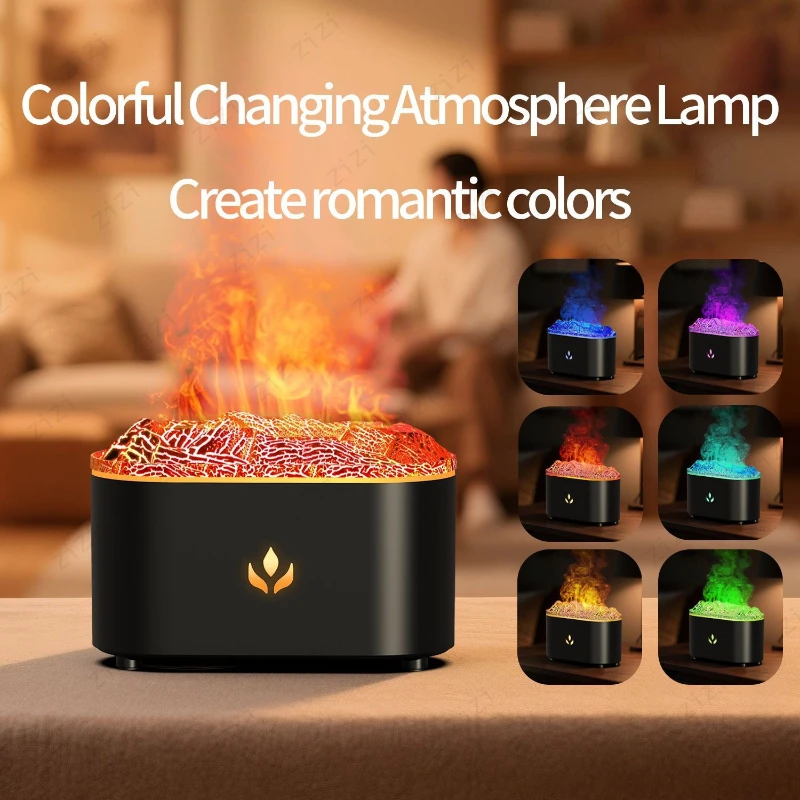 Creative Simulation Charcoal Aromatherapy Machine USB Silent Seven Color Simulation Flame Humidification Aromatherapy Machine