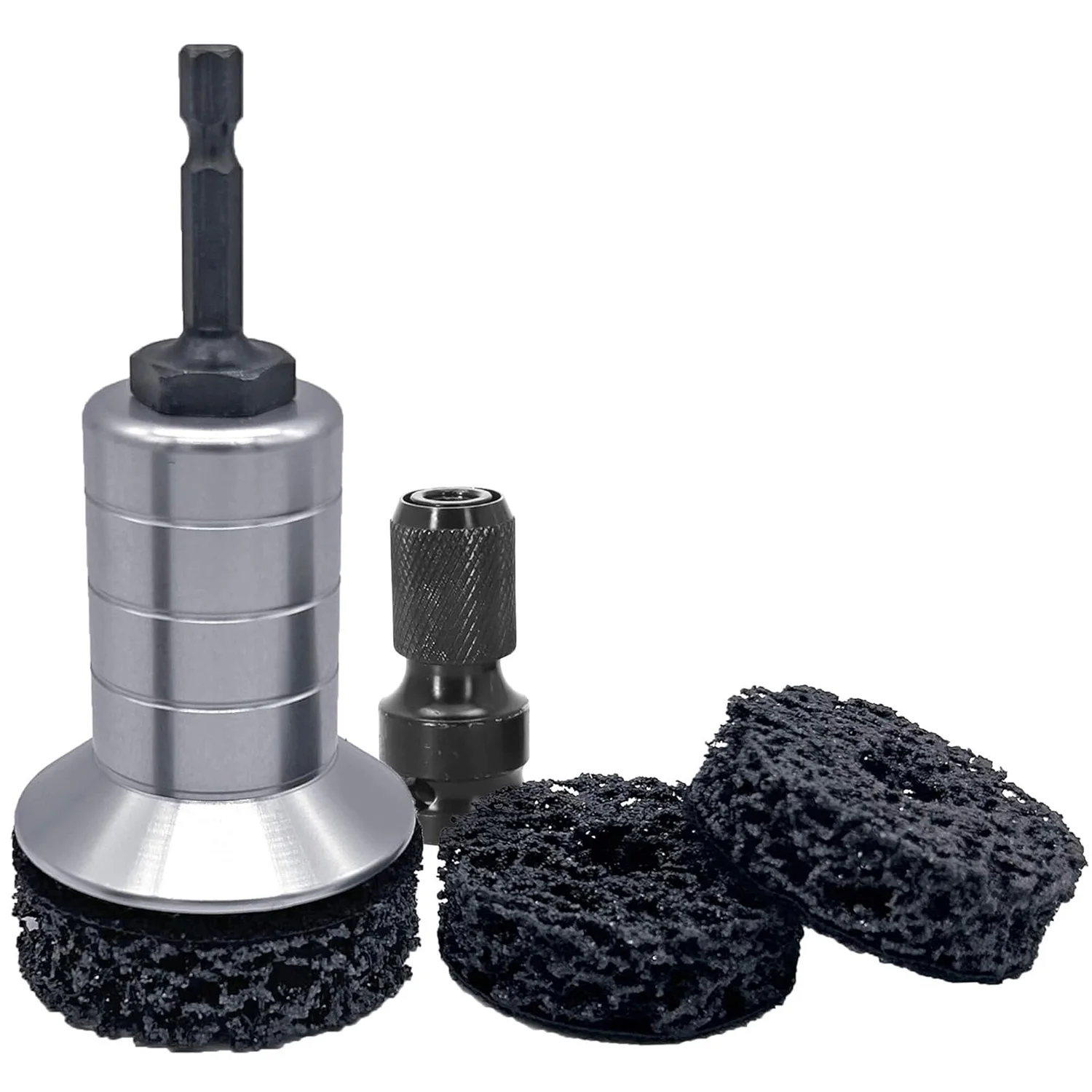 Wheel Hub Cleaning Kit, Brake Hub Cleaning Kit Includes 3 Pads,Holder and Adapter, Fits Power Drill or 1/2