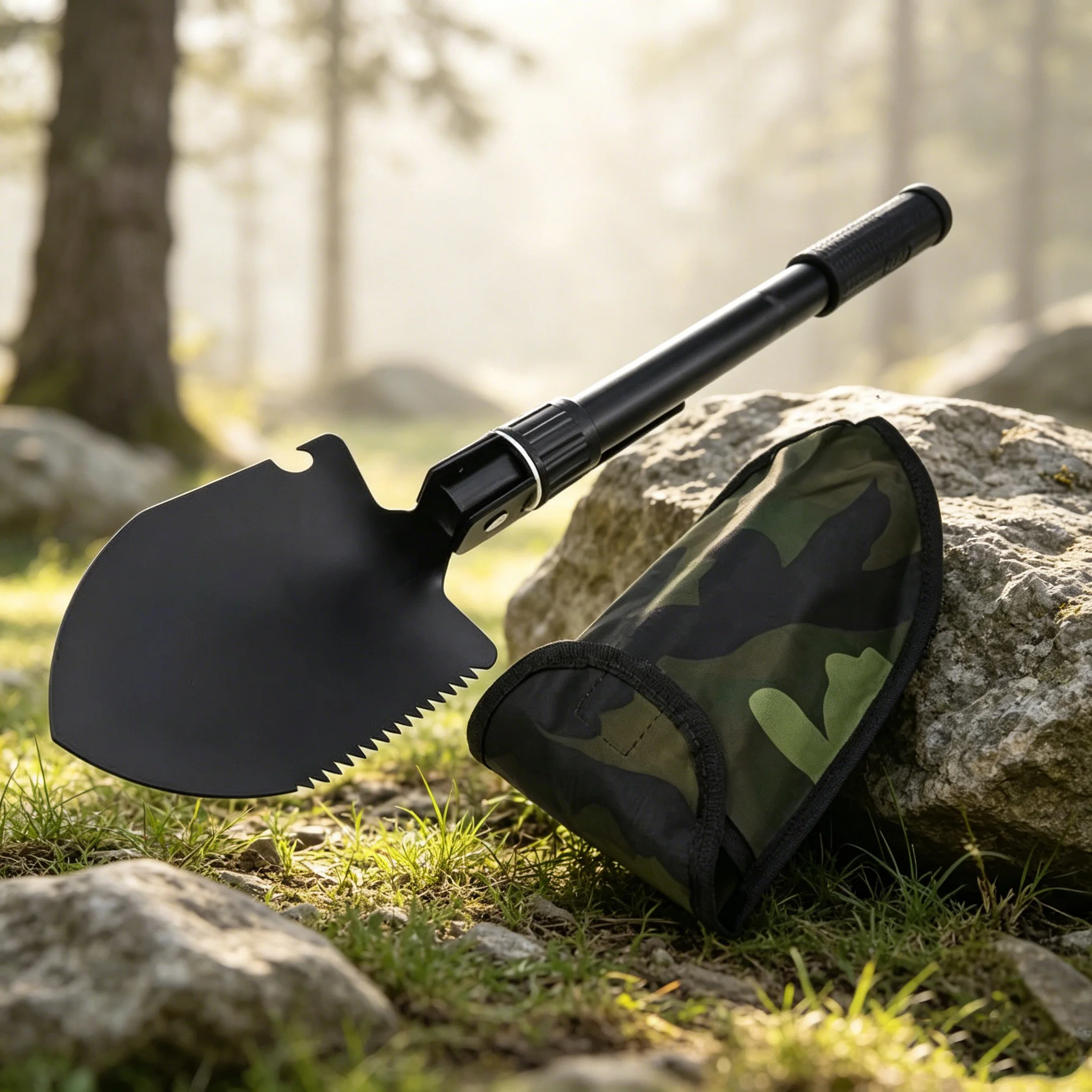 1PC Engineer Shovel Military Shovel Outdoor Multifunctional Folding Military Shovel Vehicle Camping Fishing Shovel Pickaxe