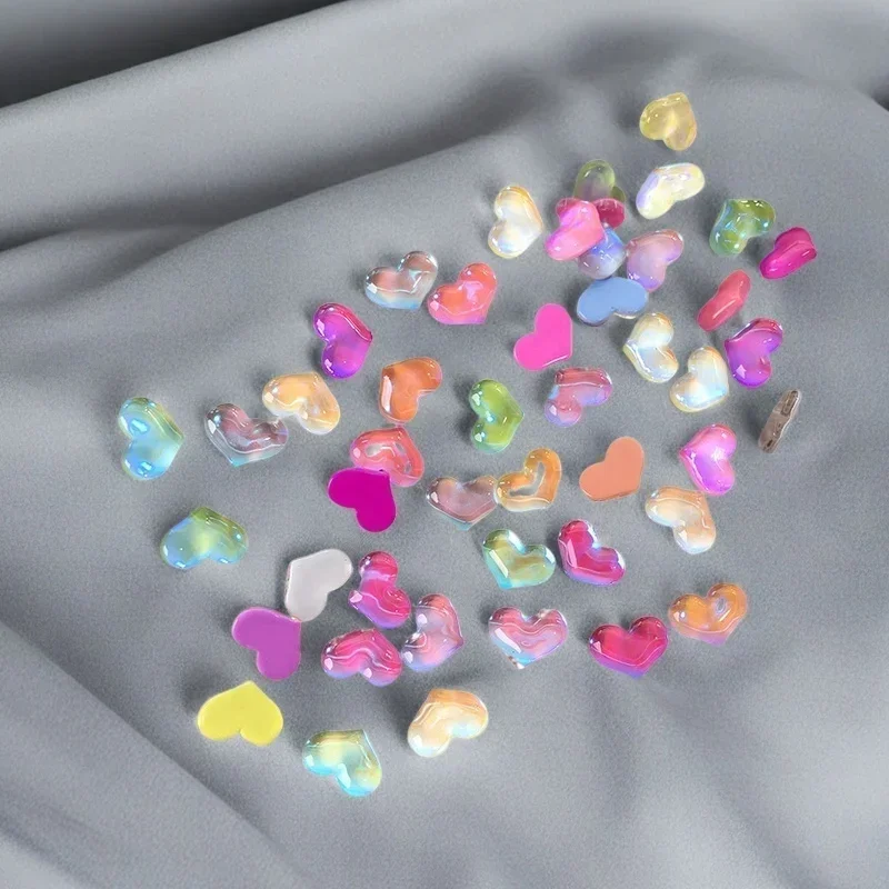 100 Stück Neuankömmling Flat-Back Macaron Mokka Herz Nagel Charms 6x8mm Bonbonfarbene unregelmäßige Strasssteine für niedliche Maniküre-Looks