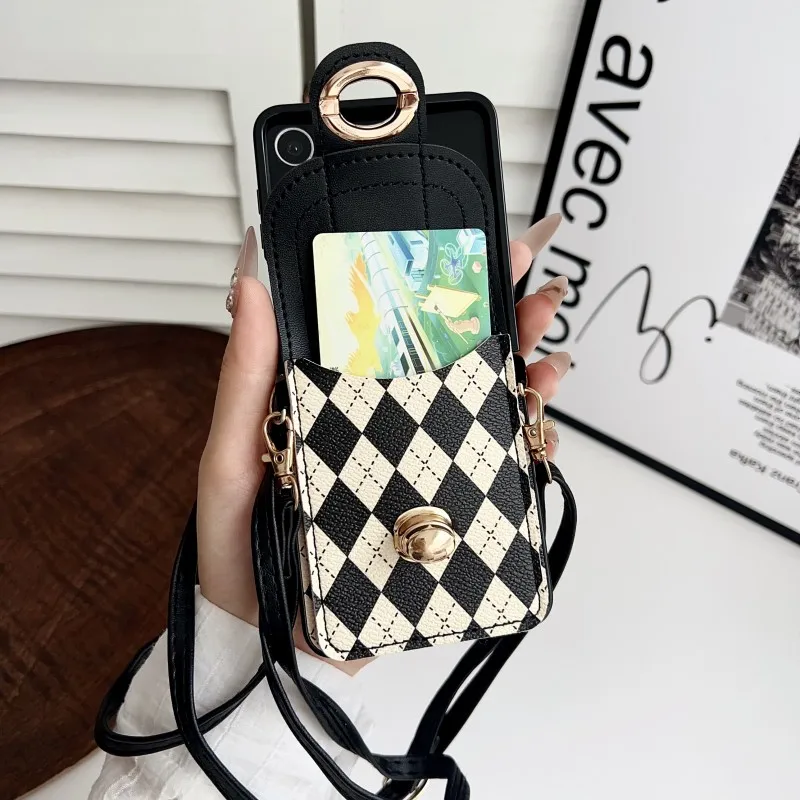 Diamant-Kartenhalter-Hülle mit Trageriemen für Samsung Galaxy Z Flip 7 8 6 5G ZFlip7 Flip7 – Stoßfeste Crossbody-Schutzhülle mit Umhängekordel – Detail 12