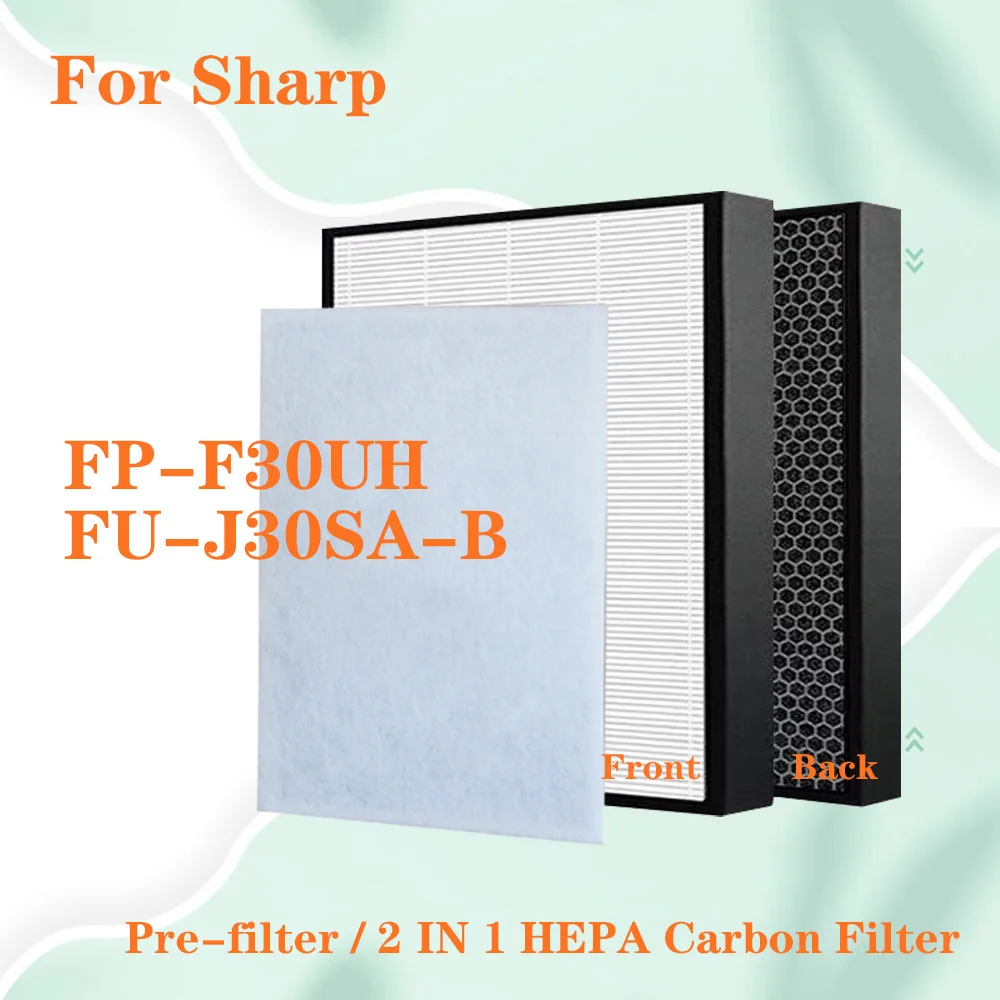 Dla Sharp FP-F30UH FU-J30SA-B oczyszczacz powietrza wymiana 2 w 1 HEPA i filtr węglowy FPF30UH