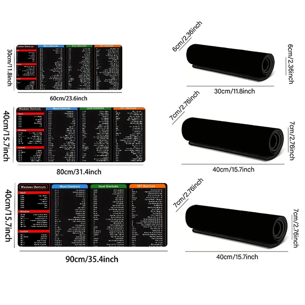 Excel Shortcuts Mouse Pad Large Office Desk Mat for Office Including English Spanish French Korean Portugal Russian