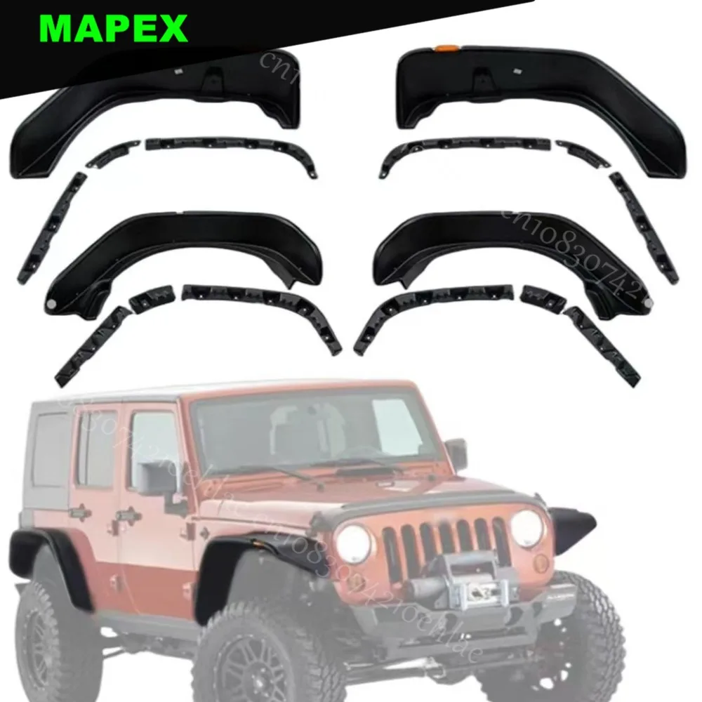 Front & Rear Fender Flares Mud Guard Air Plane Style Mudguard for Jeep Wrangler JK 2007-2017