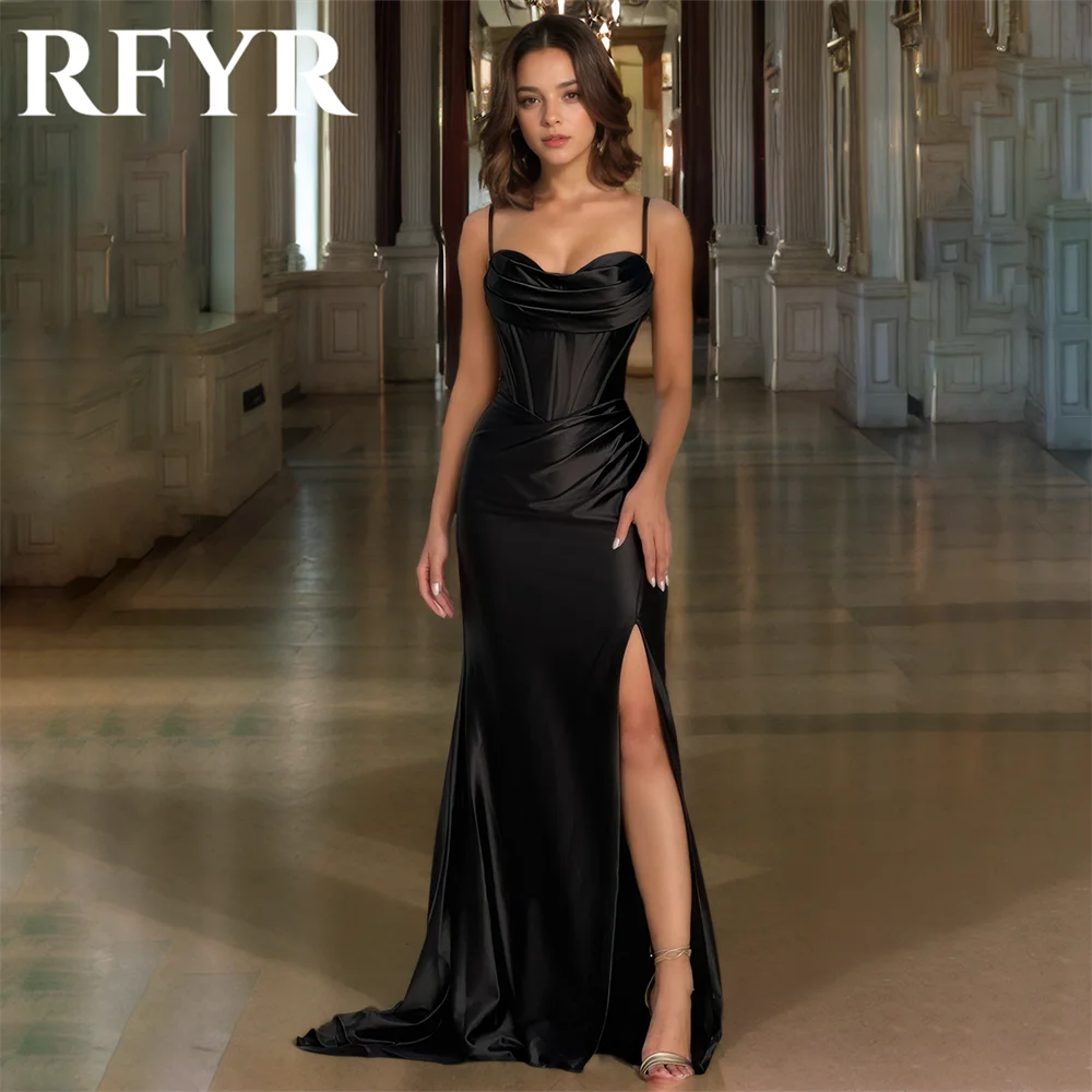 

RFYR Sweetheart Evening Dress Simple Prom Dress Spaghetti Strap Pleats Satin Women Party Dress Formal Gowns Dresses Customized