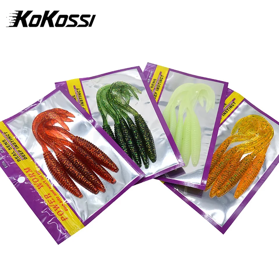 KoKossi 5PCS/Lot 130MM/6G Fishing Lures Long Tails Artificial Soft Lure Screw thread Soft Baits Wobbler Silicone Fishing Tackle