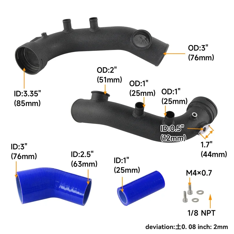 Charge Pipe Cooling Kit Intake Turbo fit For BMW 1-Series N54 E82 08-10 BMW-3 Series N54 335i 06-13 BOV 35PSI 50MM Engine 3.0L