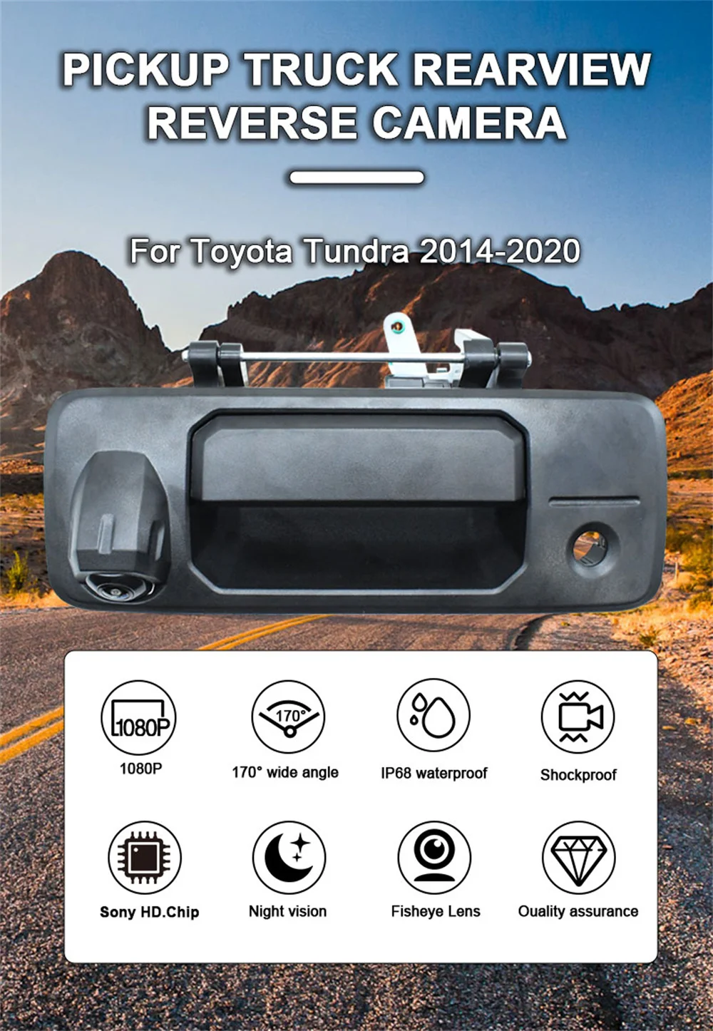 Vehicle AHD 1920x1080P 170° Pickup Trunk Handle Rear View Camera For Toyota Tundra 2014 2015-2020 Tacoma 2016-2020 Car Camera