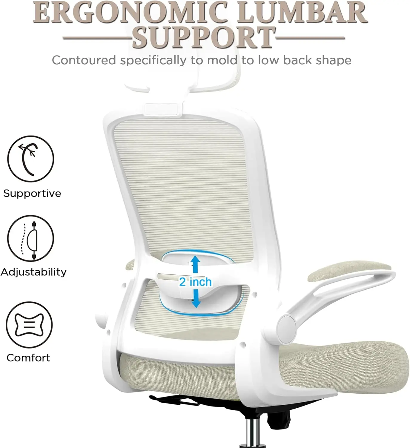 Mimoglad-Costas altas cadeira ergonômica do escritório, cadeira com apoio lombar ajustável e encosto de cabeça, cadeira giratória tarefa