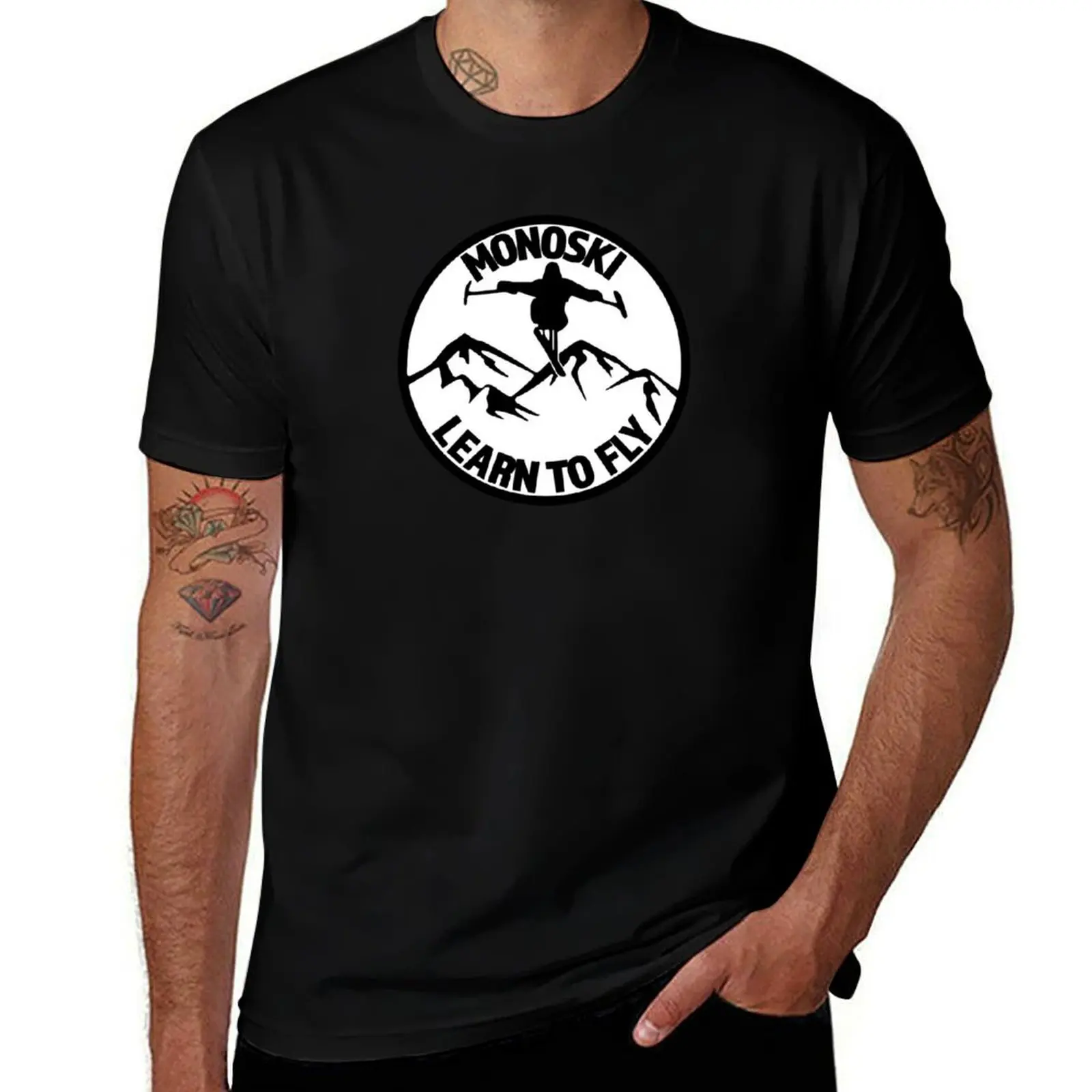 

MonoSki - Learn To Fly - Great Gift for the Monoskier T-Shirt Basic Solid Color Short Sleeve Cotton Top
