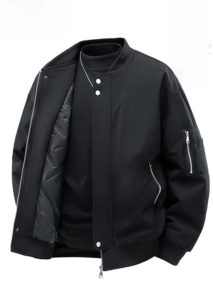 

MoChao Мужское хлопковое пальто большого размера, зимнее трендовое повседневное теплое пальто с бейсбольным воротником, модное свободное пальто из полиэстера...