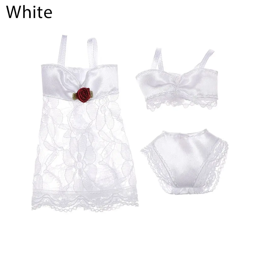 3Pcs/set  Handmade Clothing Set Pajamas Party Girl Gifts Lace Night Dress Sexy Lingerie 3 In 1 Clothes  Skirt