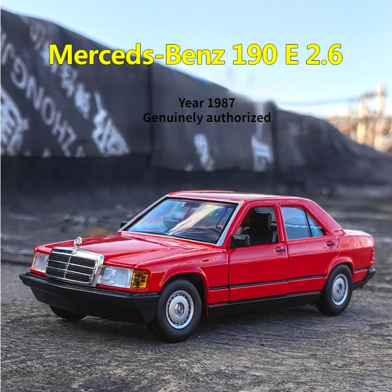 Bburago-Modelo de carro de brinquedo para menino, Mercedes Benz 190E, clássico retro, liga, 2 portas, metal aberto, brinquedos fundidos, presentes para menino, 1:24 ano, 1987