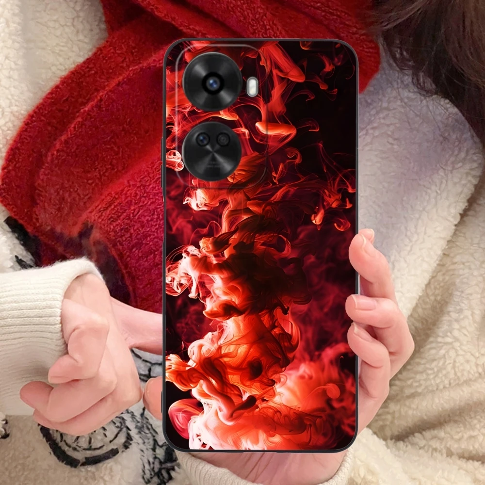 Fire Smoke Painting Mobile Cell Phone Case for Huawei Nova 12 11 10 9 8 7 Pro SE 5G Black Soft Phone Cover Shell