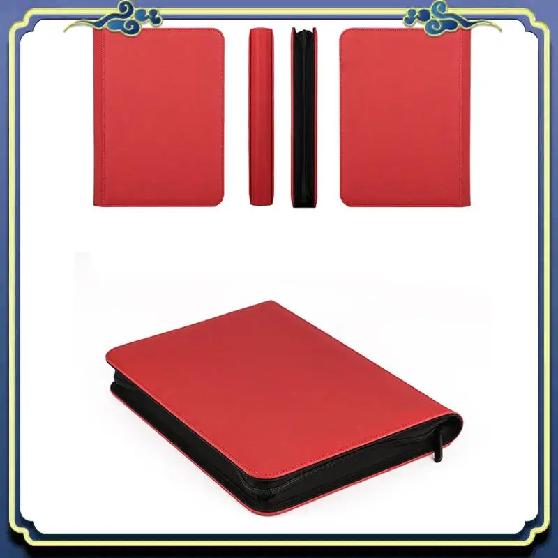 

9 Pockets Game Card Book Card Side Loading Binder Game Zipper Card + 360 Pockets Red