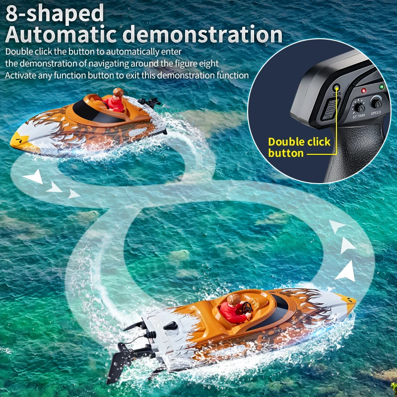 เรือบังคับวิทยุ HJ822 ความเร็วสูง พร้อมไฟ ฟังก์ชั่นพลิกกลับตั้งค่าใหม่ จัดส่งเร็ว ของเล่นเด็ก