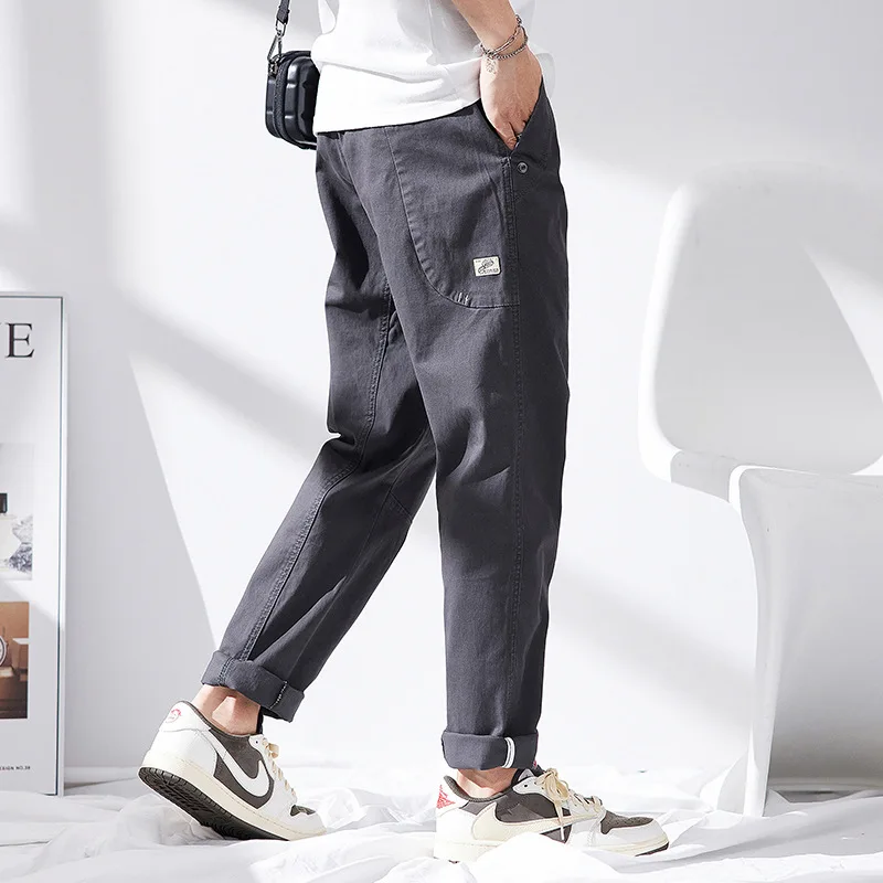 

Spring And Summer Loose Straight Trendy Pants Elastic Tooling Versatile Casual Trousers