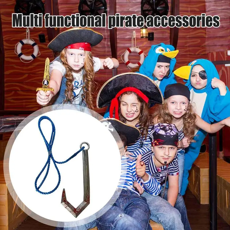 Pirate Hook With Rope Hook Costume Pirate Hook With Blue Rope Multifunctional Pirate Costume Accessories Dress Up Toys For Boys