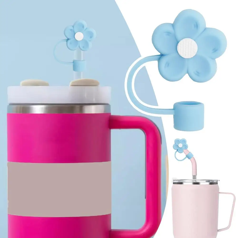 

Flowers Flowers Straw Covers Cap Airtight Reusable Drinking Straw Tips Lids Splash Proof Dust Proof Plugs Protector for Sta L1D7