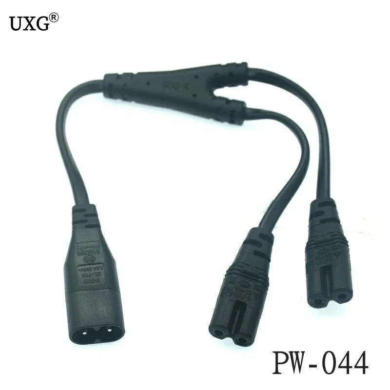 IEC320 C14 C8 To 2X C7 C5 C13 Y Split AC Power Cord, IEC Figure 8 Male To 2 Female 1 In 2 Out AC Power Cable 30cm Black