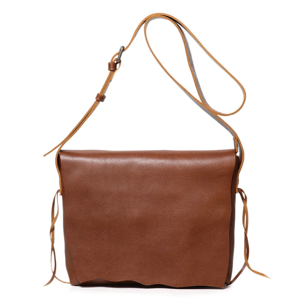 

Men's Vegetable-Tanned Leather Messenger Bag - Minimalist Crossbody Satinchel for Travel