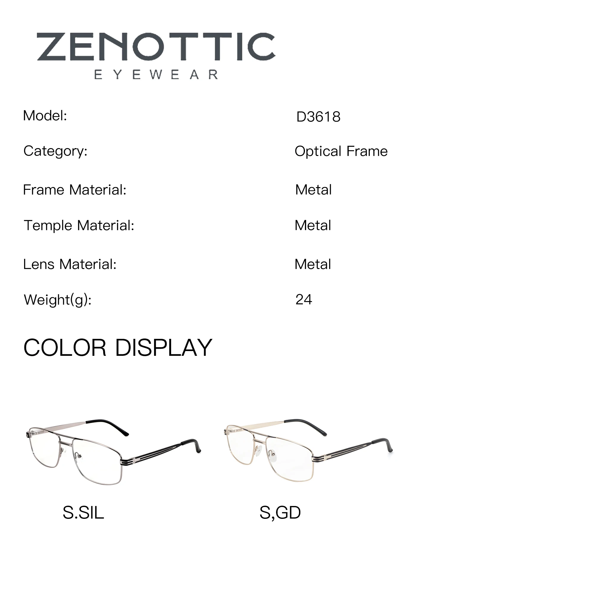 ZENOTTIC M Size Pilot Metal Prescription Glasses For Men Blue Light Myopia Graduated  Eyeglasses Progressive Custom Eyewear