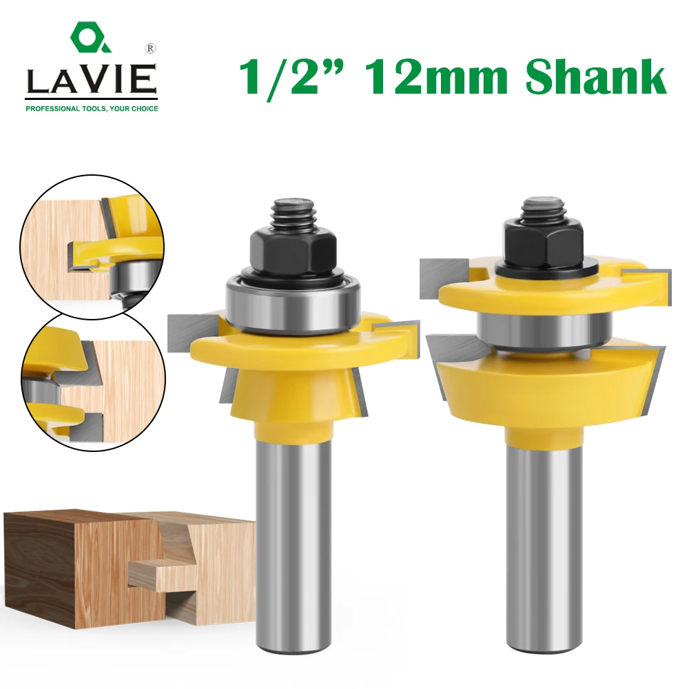 Lavie-carbide Shaker Rail e Stile Router Bits Grupo Haste Faca de Porta Tenon Cutter Tools para Madeira 12 mm Pol 03055 Pcs