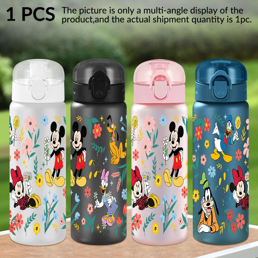 1 ชิ้น ดิสนีย์ มิกกี้ ลายดอกไม้ 26 ออนซ์ขวดน้ำพลาสติกกีฬากลางแจ้งถ้วยน้ำวันเกิด/ของขวัญกลับบ้าน