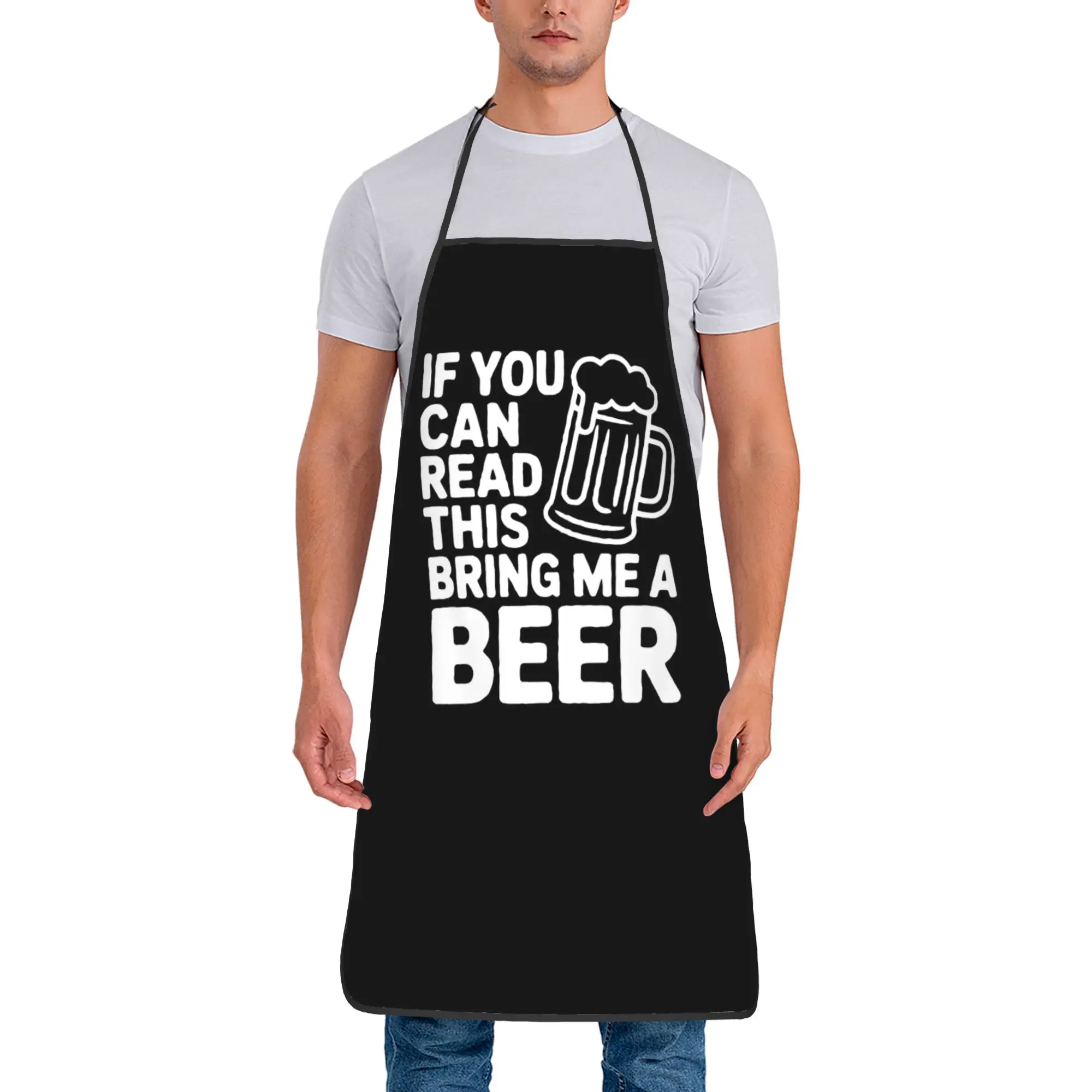 

Забавный фартук-нагрудник с надписью «Bring Me a Beer» из водонепроницаемого полиэстера, тонкий, для мужчин и женщин, для приготовления пищи, на День отца, для салона красоты