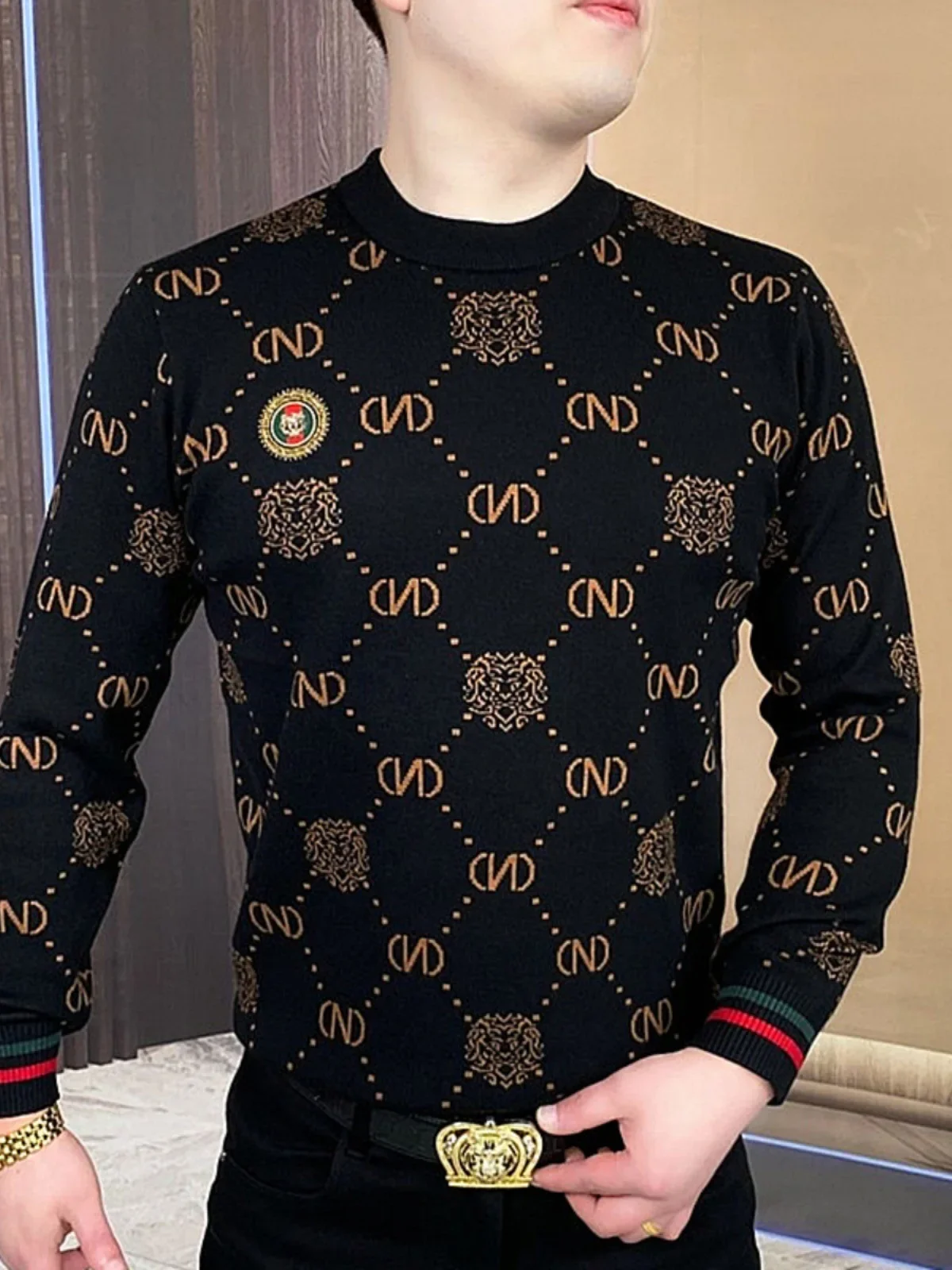 

Новая мужская утолщенная флисовая рубашка на флисовой подкладке, свитер с длинными рукавами, тонкий универсальный теплый базовый топ с круглым вырезом и принтом