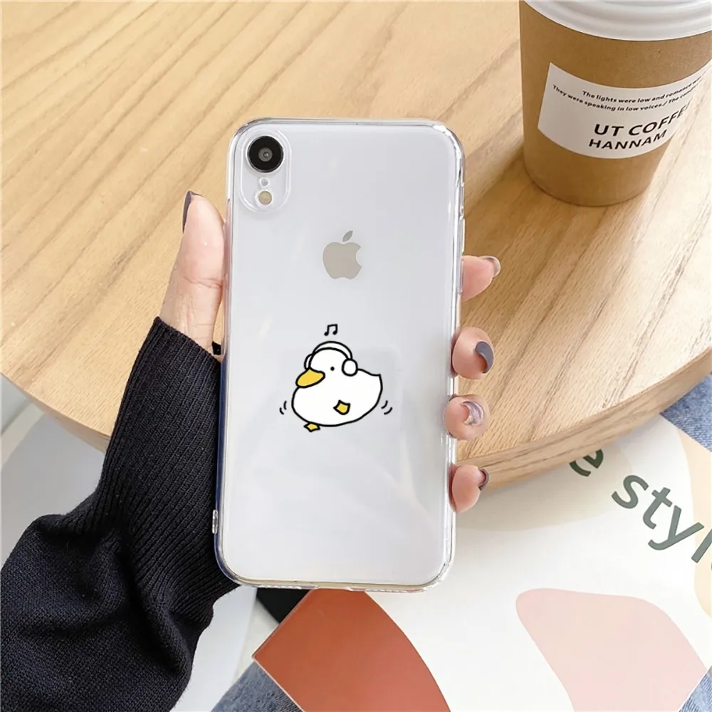 Cute Cartoon Duck Phone Case For Iphone 15 11 13 14 Pro Max 7 8 Plus X Xr Xs Max Se2020 12mini Transparent Cover