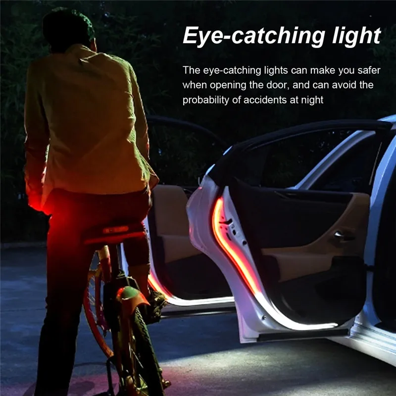 2PCS Car Door LED Strip Lights Car Door Opening Night Warning Light Flashing Light LED Welcome Lamp for VW BMW F30 Audi A4 A6