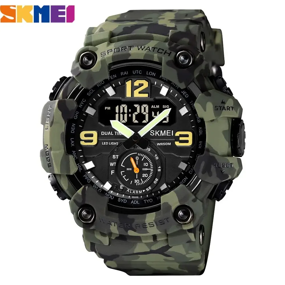 Reloj Digital militar SKMEI 1637 para hombre, reloj de pulsera resistente al agua de camuflaje, reloj deportivo de cuarzo a prueba de golpes para hombre 1384 Montre Homme