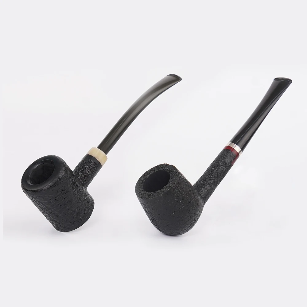 Smoker Bent Type Smoking Pipes Briar Pipe Handmade With Horn Ring Design Classic Shape Fit 3mm Filters Gift Set Free Ship