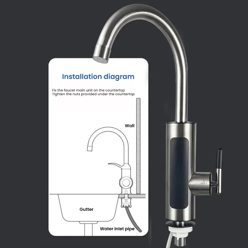 3000 واط 220 فولت الكهربائية المطبخ سخان المياه الحنفية لحظة الساخن مياه الفولاذ المقاوم للصدأ صنبور سخان التدفئة الباردة صنبور سخان المياه