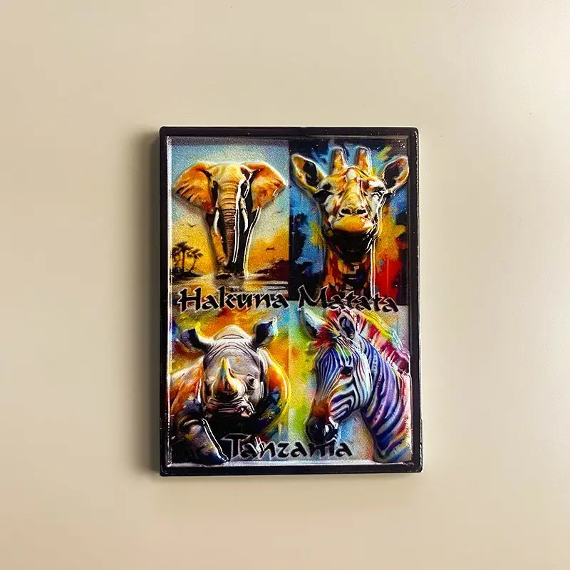 Tanzania Travel Souvenirs Refrigerator Magnets Animal Elephant Giraffe Rhino Zebra Creative Decorations