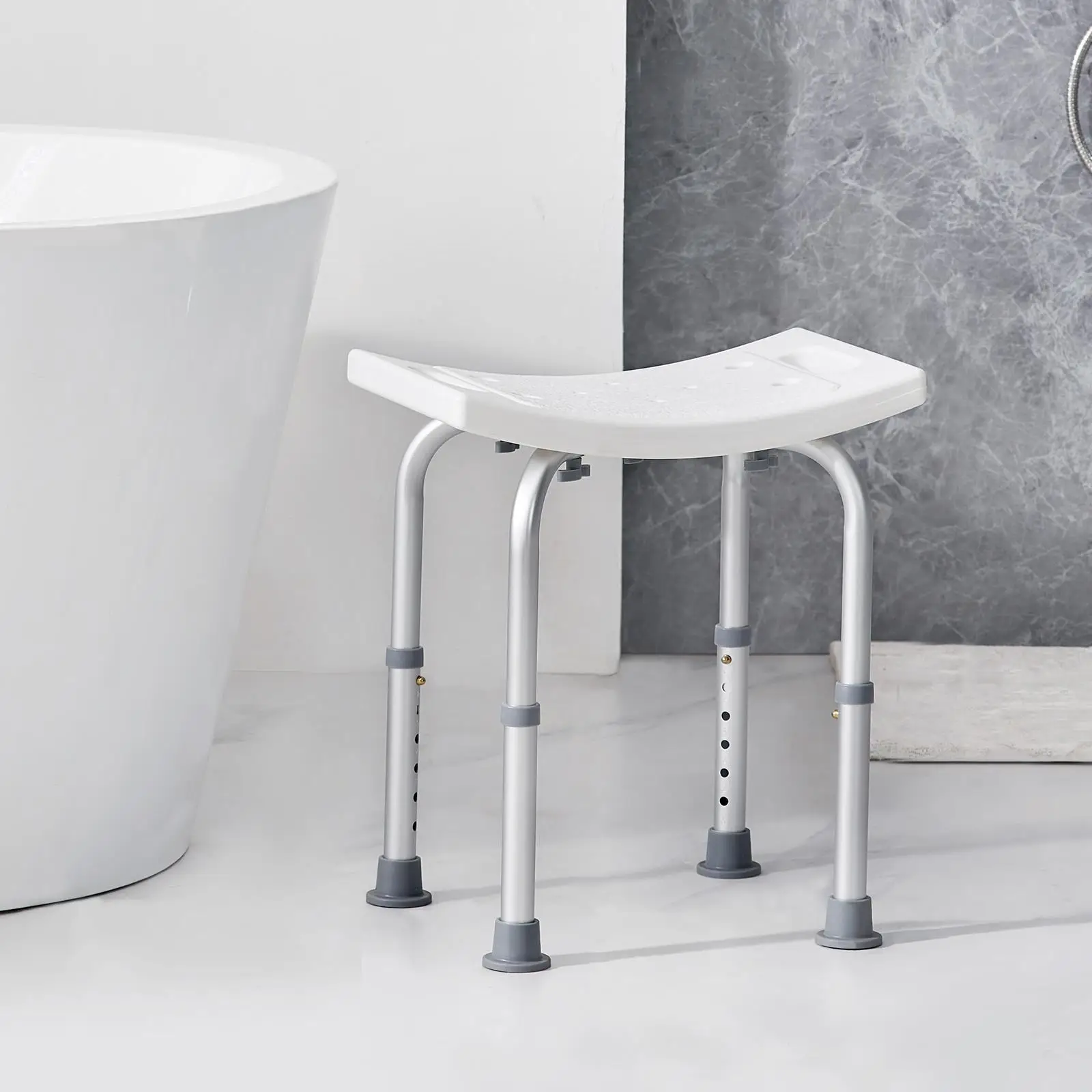 Adjustable Height Shower Stool with Built In Safety Handles Non Slip Bath Seat for elderly Seniors and Disabled Users for Tub or Shower 158.8 kg Capacity