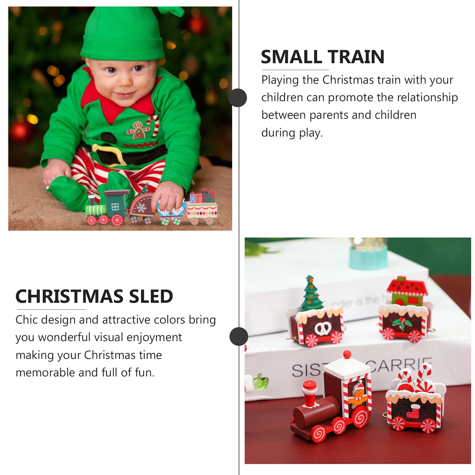

Kids Christmas Decorations Small Train Ornaments Home Toy Hanging Table Colorful Village Yard Holiday Desk Child