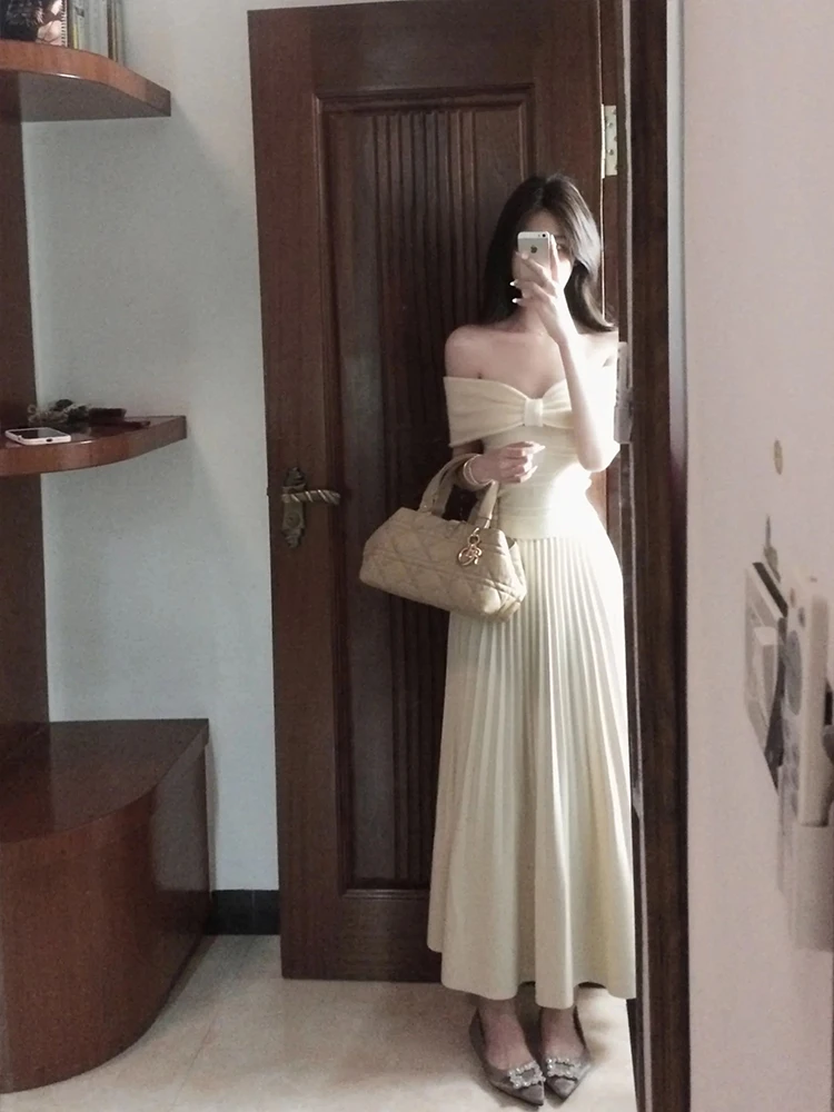 Spring Date Night Outfit Ele Gentlewoman  Knot Tube Top f Skirt Two Piece Set Long Sve Hoodie Sle