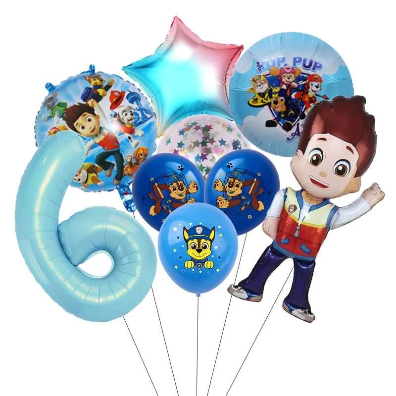 9pcs Cartoon Paw Patrol Themed Party Decoration Supplies Rescue Dog Aluminum Foil Balloon Birthday Gift - view 6