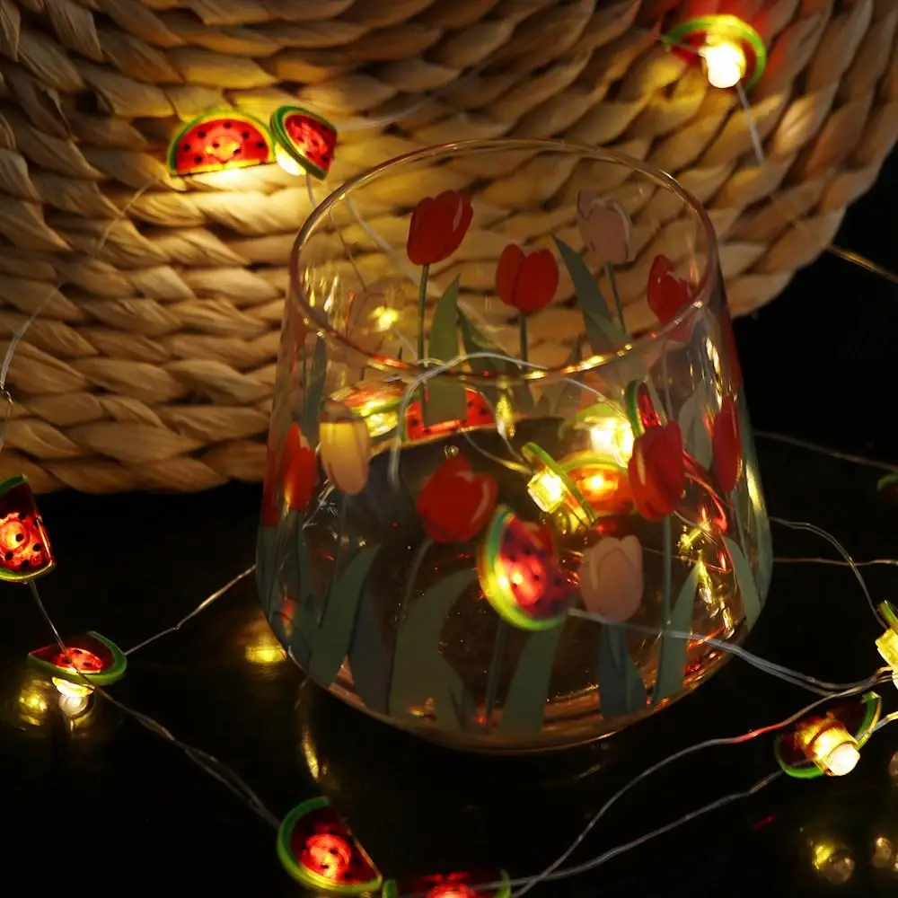2M 20Led LED Watermelon String Lights Creative Colorful Fruit Night Lights Cute Fruit Colored Lights Birthdays Parties Wedding