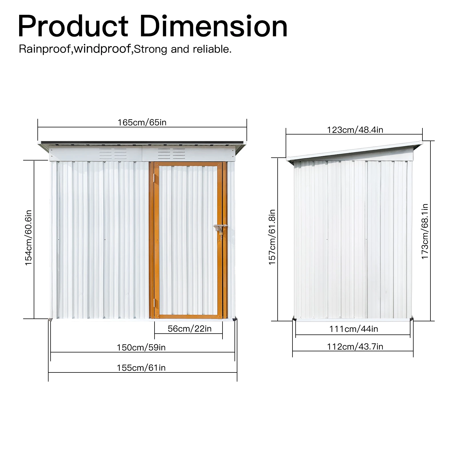 Metal Garden Sheds 5ftx4ft Outdoor Storage Sheds White+Yellow for Garden Backyard Lawn