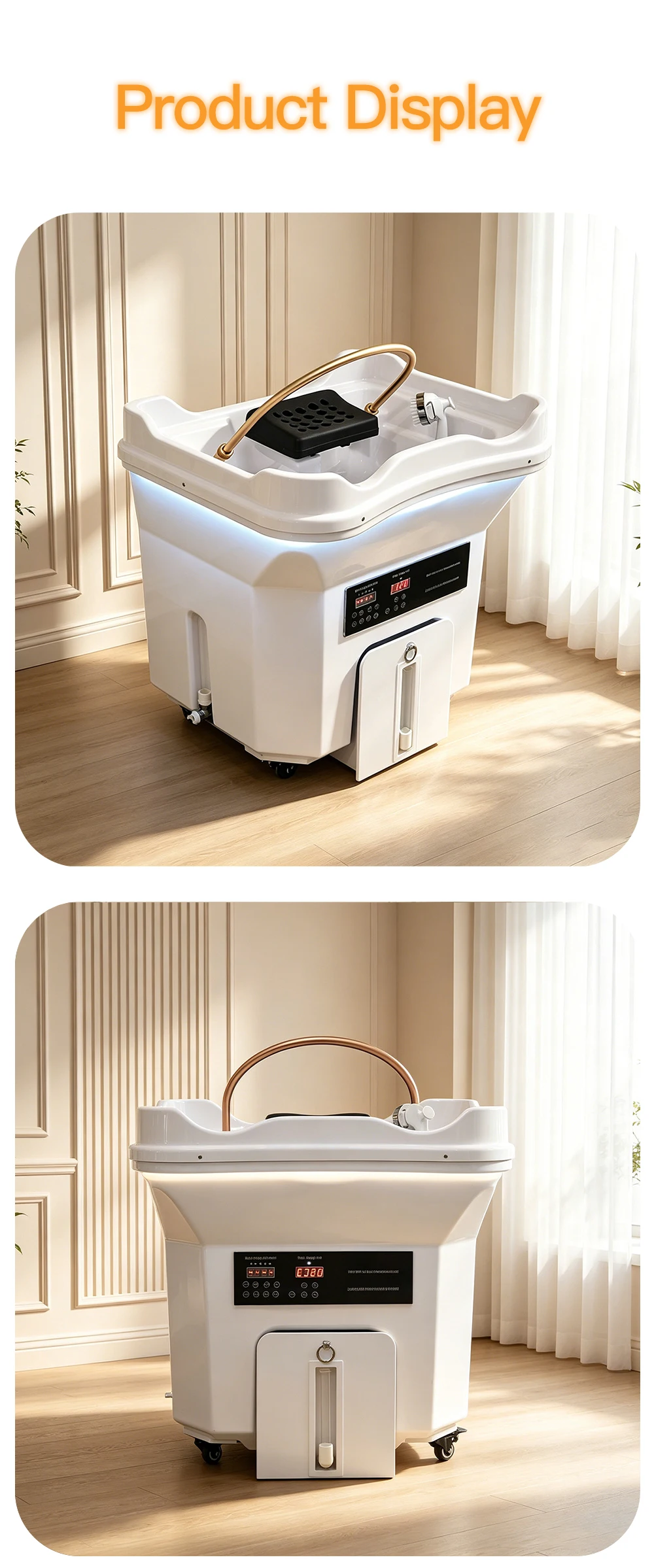 Tragbares elektrisches Shampoo-Becken mit Wassertank, Kopfwaschbecken mit konstanter Temperatur, mobile Haarwaschstation mit Dampffunktion – Detail 11