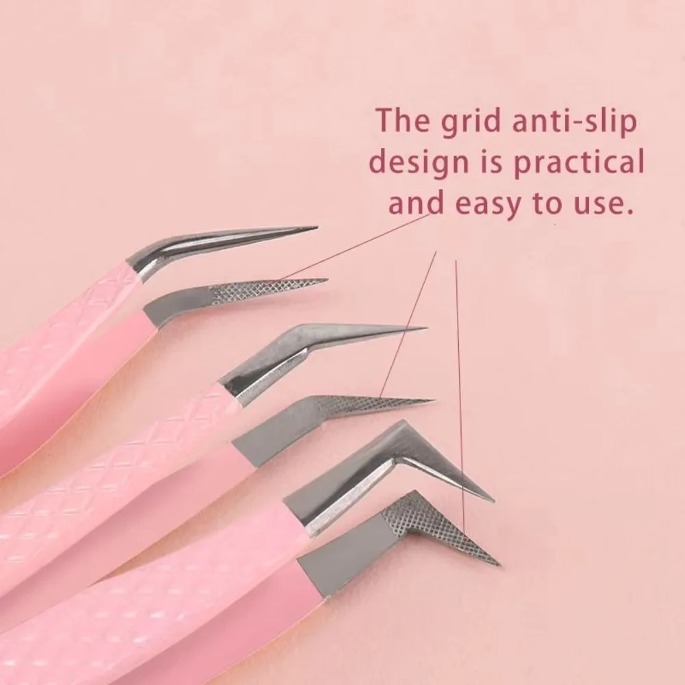 3D Anti-static Eyelash Extension Tweezer Stainless Steel Superhard Fiber Tip Non-magnetic High Precision Makeup Tool Women