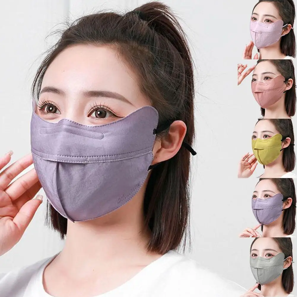 Summer UV Protection Eye Protection Sunscreen Mask Sunshade Ear Women's Hanging Breathable Mask Open Thin Women's Type R9R0