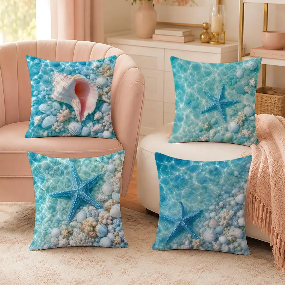 Underwater Sea Creatures Aquatic Cushion Cover Custom Plush Pillow Cover Soft Cloud Comfort for Sofa Bed Couch