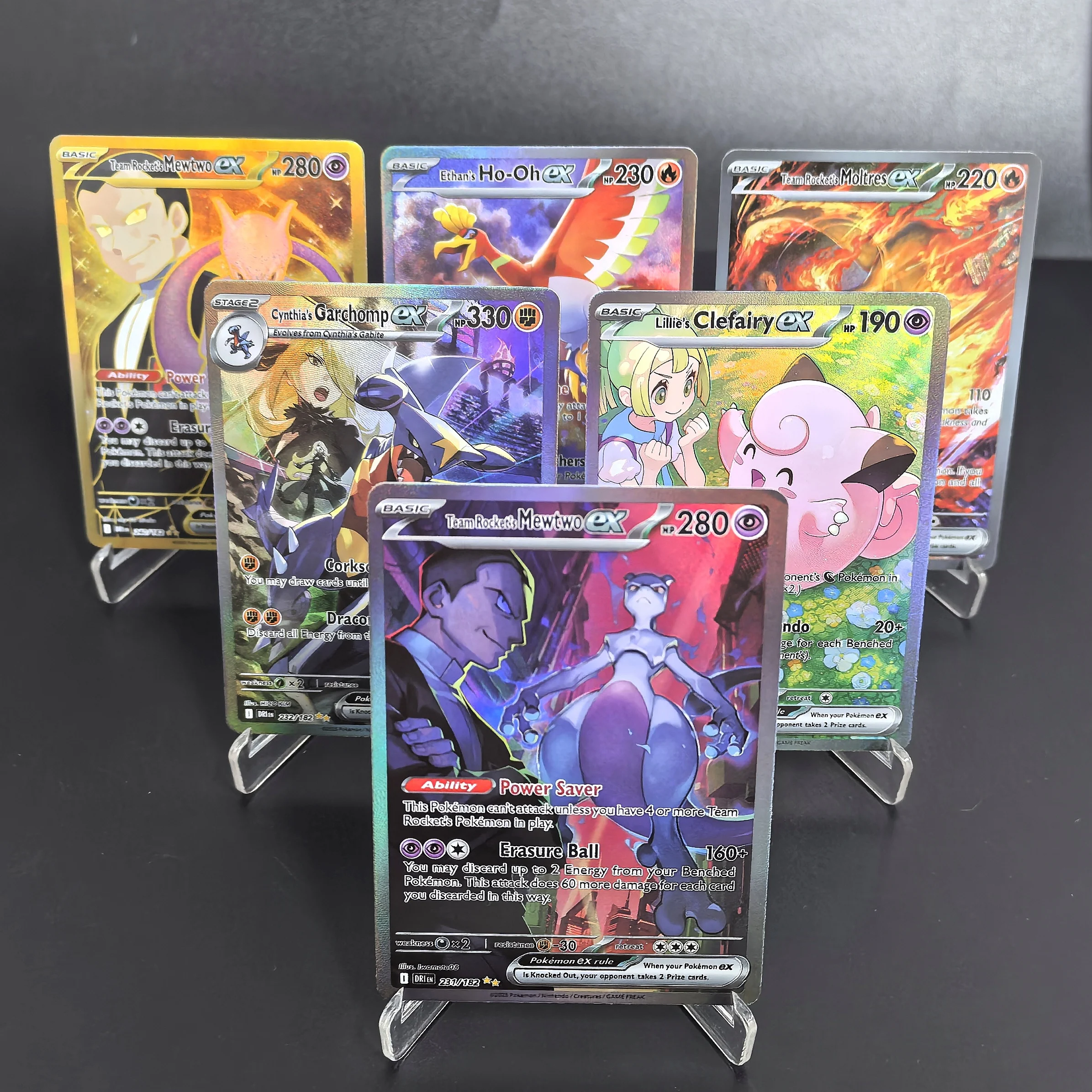 

DIY PTCG Pokemon Collection Cards DRI SV10 Mewtwo Clefairy Ho-Oh EX RARE Self Made Single Classic Game Anime Cards Gift Toys
