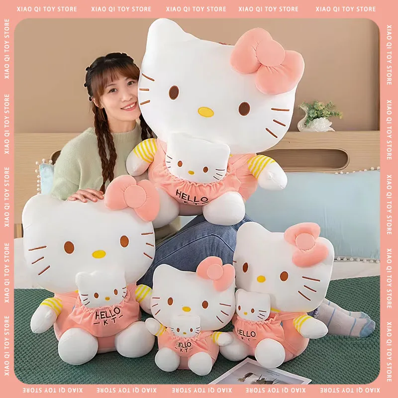 Sanrio Hello Kitty Plush Anime Peripheral Toy Doll Mother Son Kt Cat Cloth Doll Exchange Puppet Christmas Gift Toy For Child